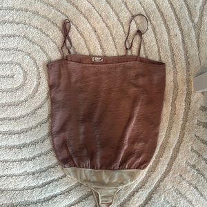 Free People Intimately Satin Bodysuit in Blush